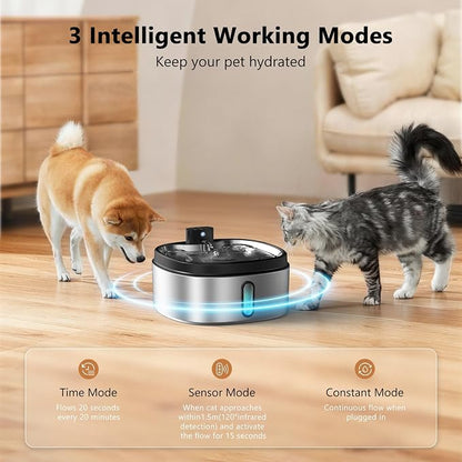 Wireless Cat/Dog Water Fountain 7L/236oz/1.8Gal, DRLWXYSJ Stainless Steel - Image 5