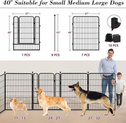 Dog Playpen, 40 inch 8 Panels Dog Fence Outdoor Heavy Duty Dog Pen - Image 6