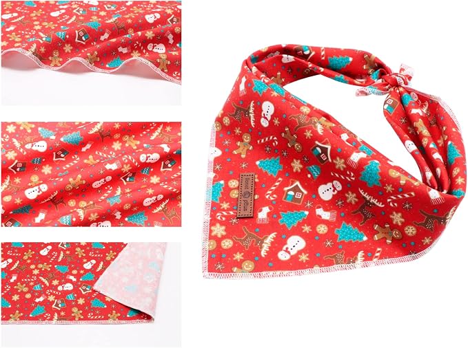 Lionet Paws Christmas Dog Bandana Washable Cotton Handkerchief Scarf Triangle - Image 4