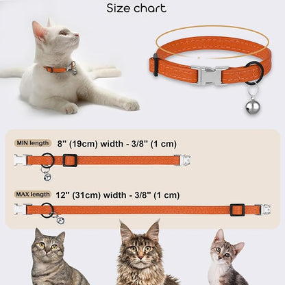 Leather Cat Collar with Buckle and Removable Bell - Image 3
