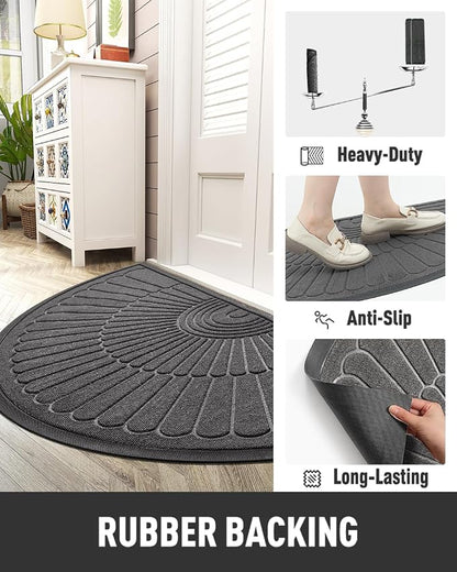 tchdio Door Mat Outdoor Indoor Entrance Doormat-Semicircular Durable Rubber Non - Image 3