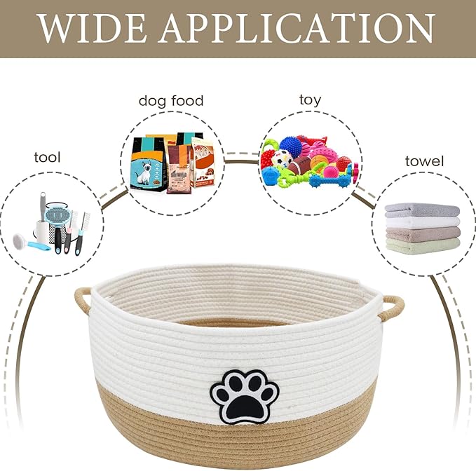 Dog Toy Basket, Large Dog Toy Storage Woven Rope Basket, Dog Toy Bin - Image 3