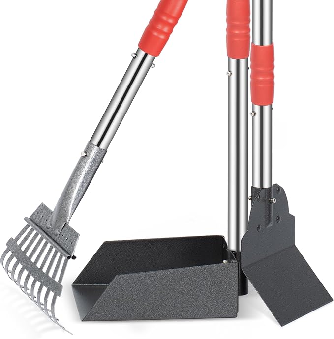 Heeyoo Dog Pooper Scooper, Dog Poop Tray and Rake Set, Pet Waste Removal Scoop by Heeyoo