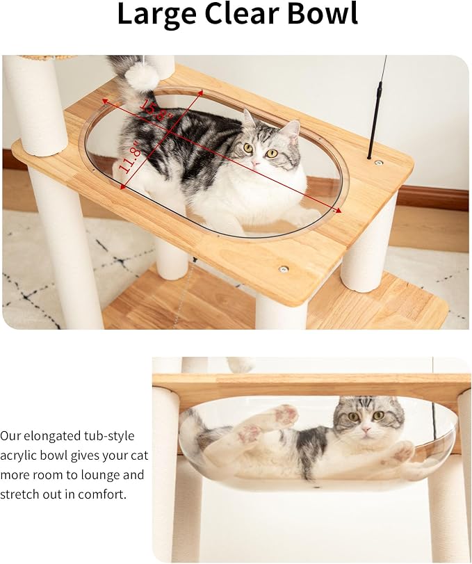 Wood Cat Tree for Large Cats, Modern Cat Tree Tower - Image 5