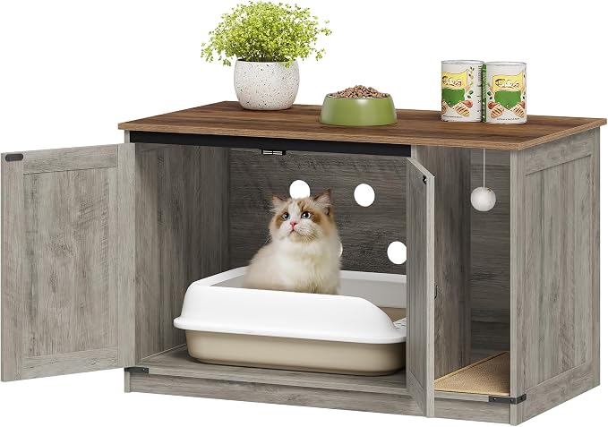 Cat Litter Box Enclosure, Hidden Litter Box Cabinet Furniture - Image 9