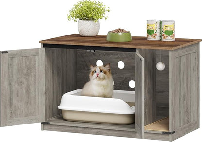 Cat Litter Box Enclosure, Hidden Litter Box Cabinet Furniture - Image 9