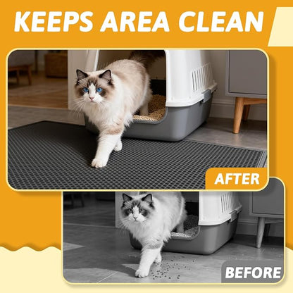 Pieviev Cat Litter Mat Double Layer Waterproof Urine Proof Trapping Mat 1 Pack) - Image 3