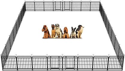 Dog Fence Outdoor 32 Piece Panels 32" Height, Square Steel Pipe by Committedtobetterpetlife