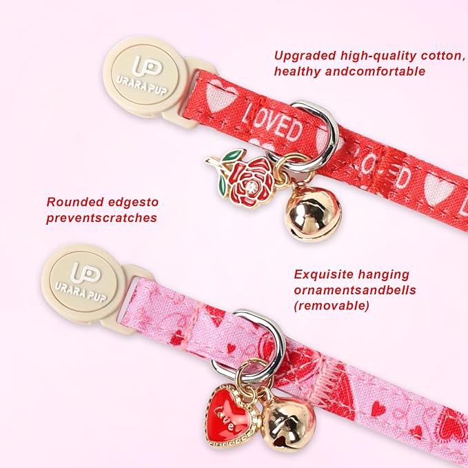 Cat Collar, 2 Pack Cat Collars Cute Breakaway Kitty Collar - Image 2