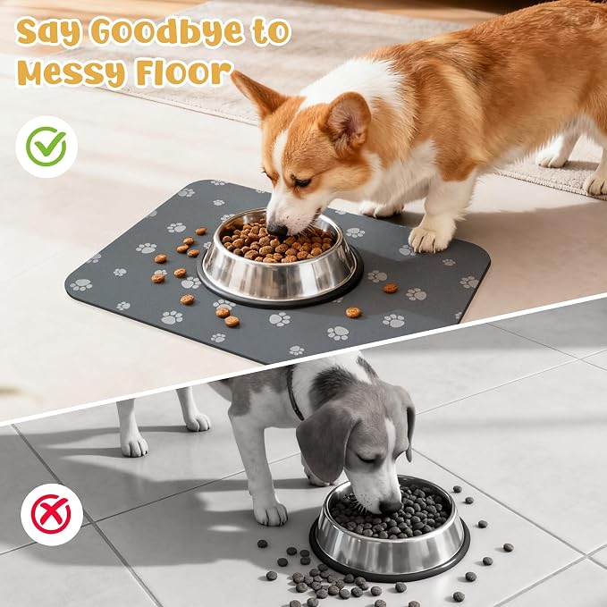 Dog Food Mat, Diatom Ooze Cat Water Mats Non Slip - Image 6