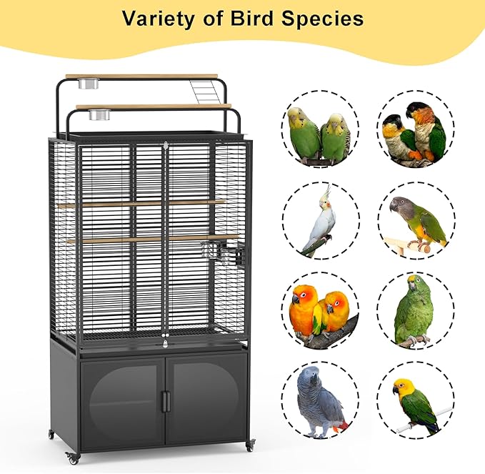 GDLF 72-Inch Bird Cage with Play Top, Parakeet Cage with Rolling Storage - Image 6