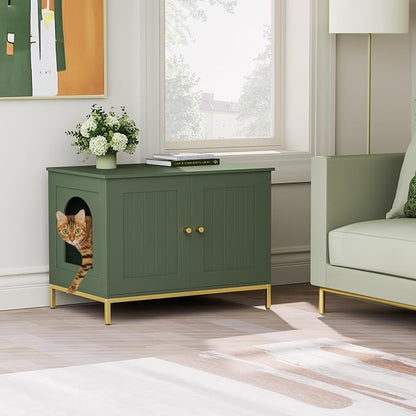 Homhedy Cat Litter Box Enclosure, Cat Washroom Furniture - Image 7