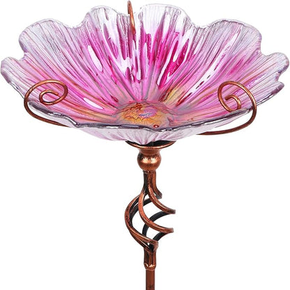 MUMTOP 31 Inch Height Glass Birdbath Birdfeeder by MUMTOP