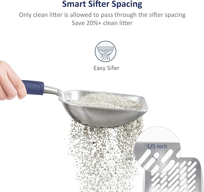 WePet Cat Litter Scoop, Aluminum Alloy Sifter, Kitty Metal Scooper, Deep Shovel - Image 3