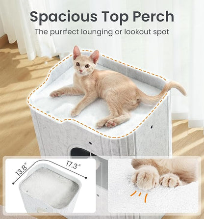 Made4Pets Cat House for Indoor Use, 2-Storey Cube Bed Cave, Covered Hideaway - Image 4