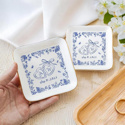 Personalized Ring Dish Engagement Gift, Engaged Ring Holder, Custom Wedding - Image 5