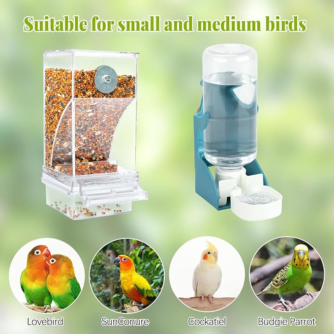 Rypet No Mess Bird Water Feeder Dispenser Set Automatic Bird Feeder Transparent - Image 5