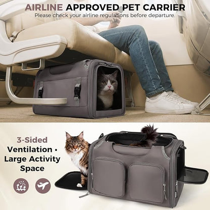 Dog, Cat Carrier for Pets Up to 15 Lbs, Airline Approved Collapsible Soft-Sided - Image 4
