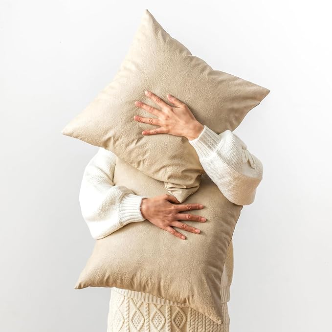 Oversized Neutral Decorative Leather Pillow Cover Pack of 2, by GEGELICA
