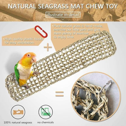 Bird Seagrass Mat 30" × 7" Parrot Natural Grass Woven Net Hammock Parakeet - Image 2
