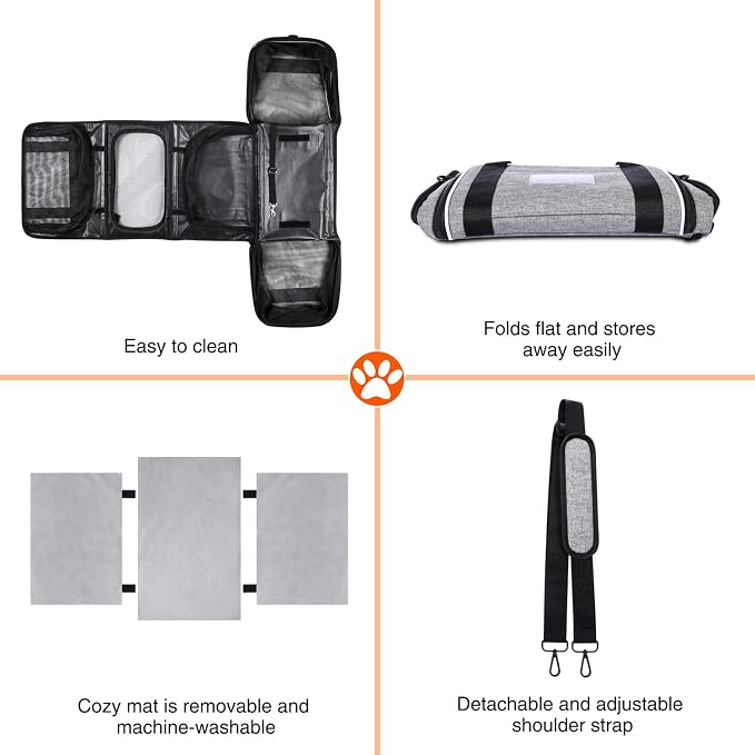 TSA Airline Approved Soft Sided Pet Carrier Top Loading 4 Side Expandable Large - Image 7