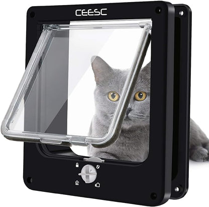 CEESC Medium Cat Door for Interior/Exterior Door, Weatherproof, Rotary 4 Way by CEESC