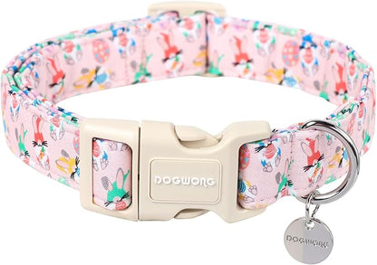 DOGWONG Easter Rabbit Dog Collar, Colorful Egg Dog Collar Soft Durable by DOGWONG