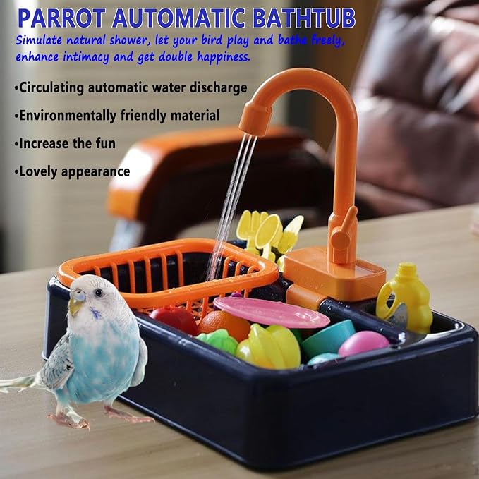 kathson Parrot Bathtub, Automatic Bird Shower Box, Bird Bathing Tub Pool Toy - Image 2