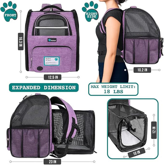 PetAmi Dog Cat Backpack Carrier, Expandable Pet Carrier Backpack - Image 2