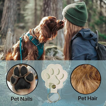 3PCS Cats & Dogs Pet Paw Print Keychain – White Leather Memorial Keychain Holds - Image 3