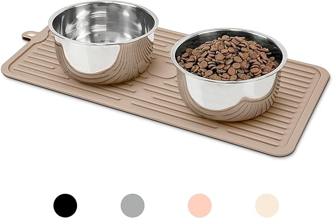 Ptlom Pet Placemat for Dog and Cat, Anti-Slip Waterproof Dogs Feeding Mat by PTLOM