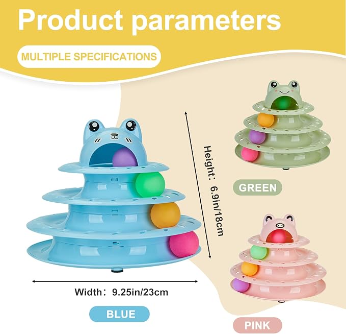 Gefryco Cat Toys 4-Tier Roller Track, Turntable Cat Tower Toy - Image 3