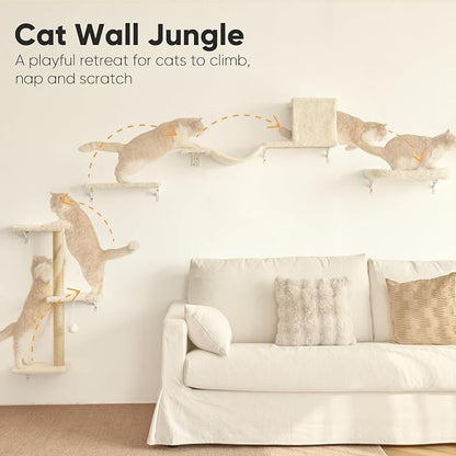 FUKUMARU Cat Wall Shelves, Stable & Safe 4 in 1 Large Cat Walls Furniture Set - Image 2