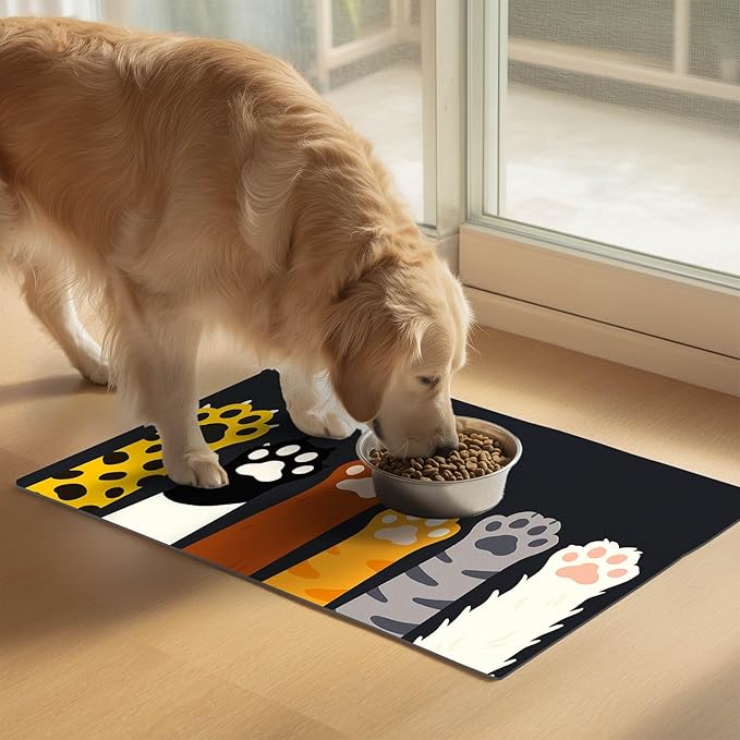 Cute Animal Paw Pet Food Mat Non Slip Spill Proof Feeding Pad - Image 2