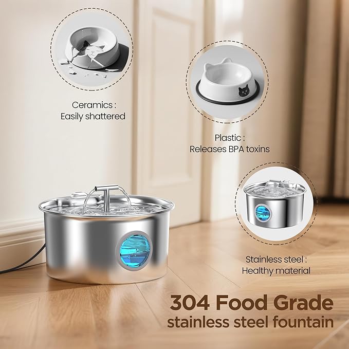 Cat Water Fountain Stainless Steel: Water Dispenser - Image 2