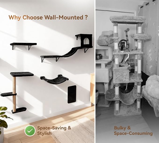 Wall Mounted Cat Furniture Combo of 5, 5 in 1 Cat Shelves - Image 4