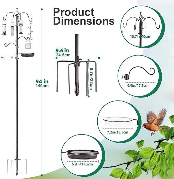 Bird Feeding Station Kit Pole Wild Bird Feeder Hanging Planter Hanger Multi - Image 2