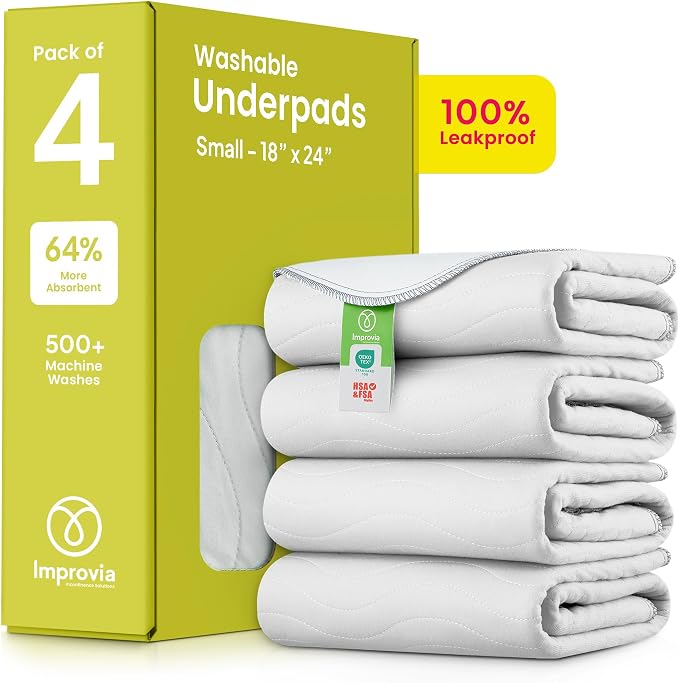 IMPROVIA® Washable Underpads, Heavy Absorbency Reusable Incontinence Pads by IMPROVIA