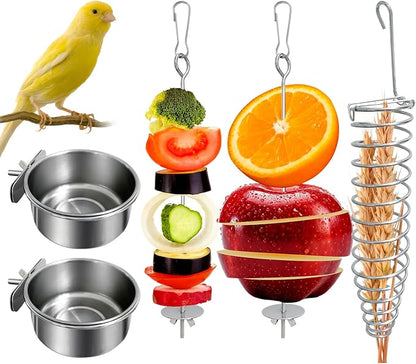 5Pcs Bird Cage Food Bowl Set, Stainless Steel Millet Holder by Unknown