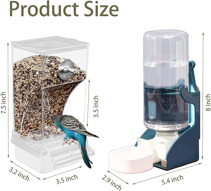 No Mess Bird Feeder Water Dispenser Set, Automatic Parrot Feeder - Image 2