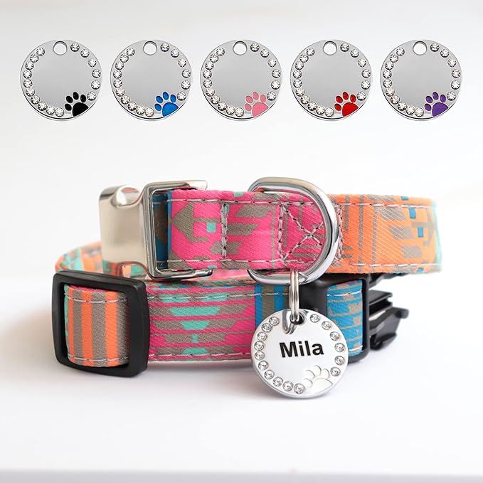 Paw Shape Dog ID Tag Stainless Steel Custom Laser Engraved, Cute Bling Glitter - Image 9