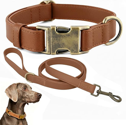 Dog Collar and Leash Set, Leather Silicone Waterproof Odor-Proof Dog Collar and by Ben+%26+Fellows