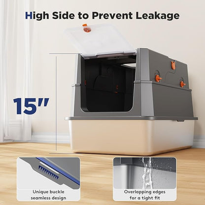 FURTIME Stainless Steel Litter Box - Image 4