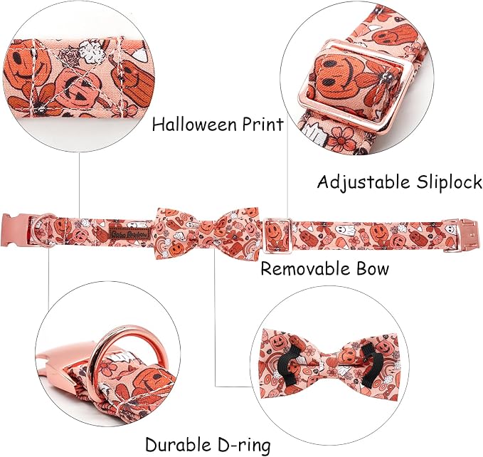 Halloween Dog Collar, Pet Collar Dog Bow Pumpkin Girl Boy Holiday Pet Collar - Image 2