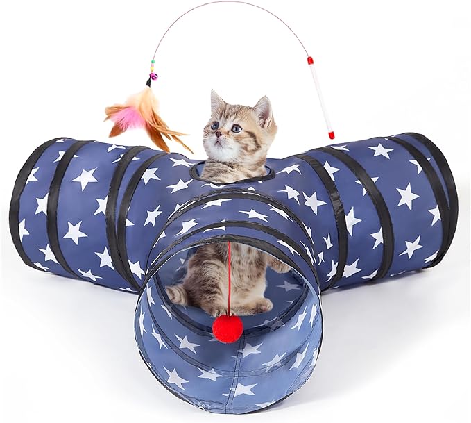 Tempcore Cat Tunnels for Indoor Cats, Collapsible 3 Way Kitty Tunnel Bored Pet by Tempcore