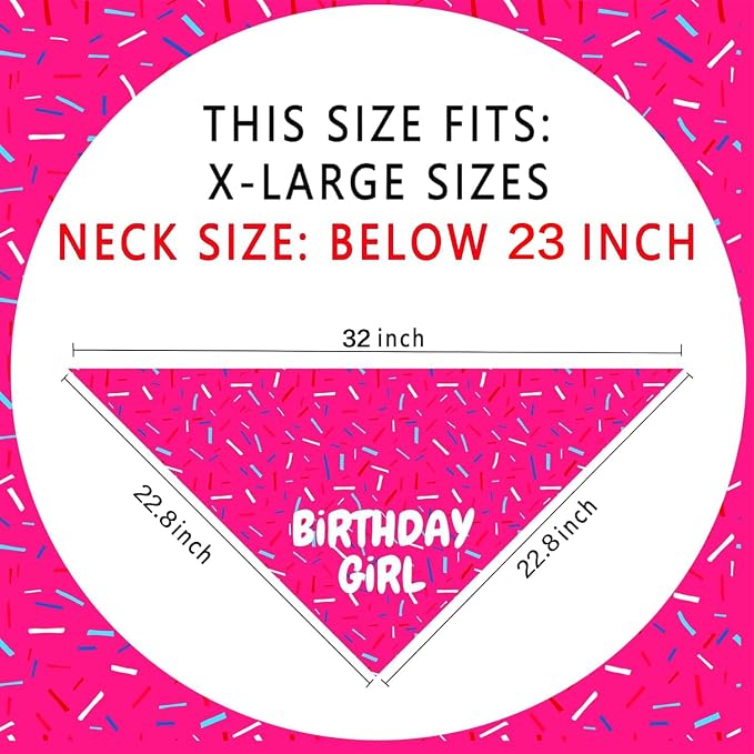 Birthday Girl Dog Bandanas 1 Pack, Pet Scarves HBD Bandanas - Image 2