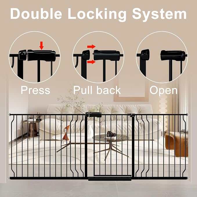 WAOWAO Baby Gate 52.76-62.2" Extra Wide Pressure Mounted Walk Through Swing - Image 3
