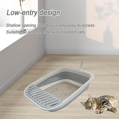 Collapsible Kitten Litter Box, 17.7 x 13.4 x 5 inch Open Cat Potty Pan - Image 3