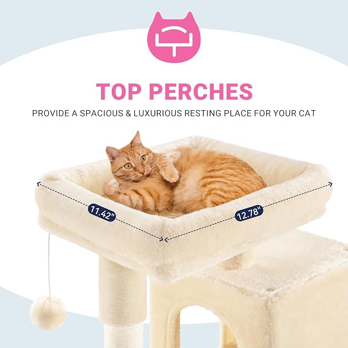 Allewie 29 Inches Cat Tree Tower/Plush Perches Platform/Condo/House/Sisal - Image 4
