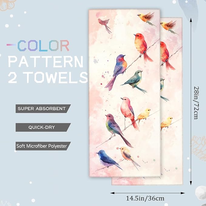 Colorful Bird Hand Towels - Image 2